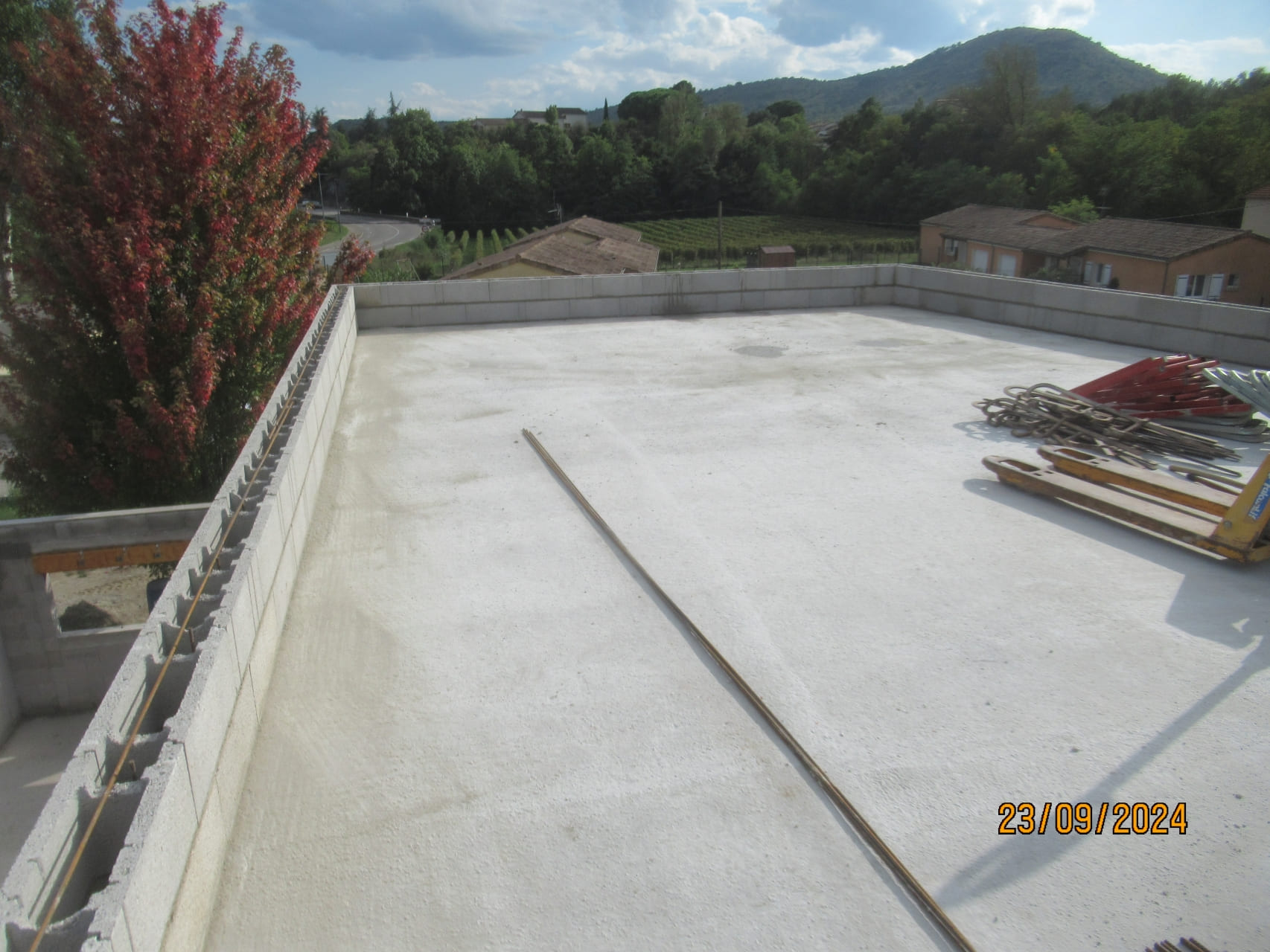 Coulage de la dalle de la toiture